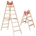 Euroline Holz Sprossenstehleiter mit Comfort-Breitsprossen, Eimerhaken und Werkzeugablagetasche-small