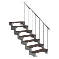 Dolle Außentreppe Gardentop 126-154cm Geschosshöhe mit Trimax dunkelbraun 80cm breit mit Geländer