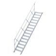 Euroline 510 Treppe 45° 600mm Stufenbreite 15 Stufen Alu gerieft