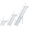 Euroline 511 Podesttreppe 45° 600mm Stufenbreite 4 Stufen Stahl Gitterrost