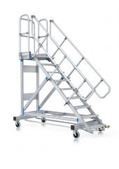 Zarges Plattformtreppe 60° mit Ergo-Stop, 800mm Stufenbreite 7 Stufen