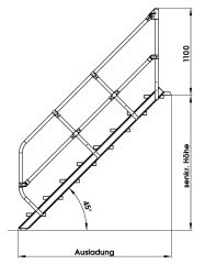 MUNK Treppe 45°  inkl. einen Handlauf, 600mm Stufenbreite, 8 Stufen
