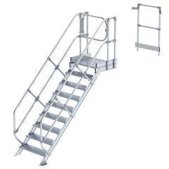 MUNK Treppen-Modul 1870mm Plattformoberkante Aluminium geriffelt 9 Stufen