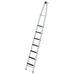 MUNK Stufen-Glasreinigerleiter mit nivello-Traverse clip-step R13, 7-stufiges Oberteil