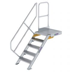 MUNK Treppe mit Plattform 45° inkl. einen Handlauf, 600mm Stufenbreite, 5 Stufen