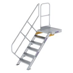 MUNK Treppe mit Plattform 45° inkl. einen Handlauf, 600mm Stufenbreite, 6 Stufen