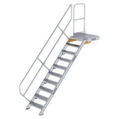 MUNK Treppe mit Plattform 45° inkl. einen Handlauf, 600mm Stufenbreite, 10 Stufen