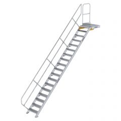 MUNK Treppe mit Plattform 45° inkl. einen Handlauf, 600mm Stufenbreite, 18 Stufen