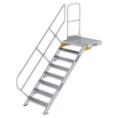 MUNK Treppe mit Plattform 45° inkl. einen Handlauf, 800mm Stufenbreite, 8 Stufen