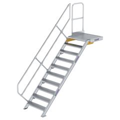 MUNK Treppe mit Plattform 45° inkl. einen Handlauf, 800mm Stufenbreite, 10 Stufen