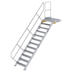 MUNK Treppe mit Plattform 45° inkl. einen Handlauf, 800mm Stufenbreite, 12 Stufen