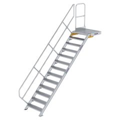 MUNK Treppe mit Plattform 45° inkl. einen Handlauf, 800mm Stufenbreite, 13 Stufen