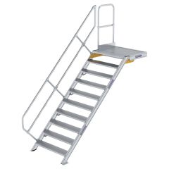 MUNK Treppe mit Plattform 45° inkl. einen Handlauf, 1000mm Stufenbreite, 10 Stufen