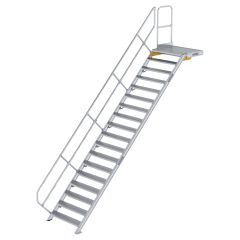 MUNK Treppe mit Plattform 45° inkl. einen Handlauf, 1000mm Stufenbreite, 18 Stufen