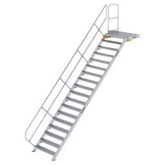 MUNK Treppe mit Plattform 45° inkl. einen Handlauf, 1000mm Stufenbreite, 19 Stufen