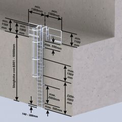 Euroline Steigleiter Stahl verzinkt SH 7,28m