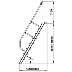 MUNK Treppe 60°  inkl. einen Handlauf, 800mm Stufenbreite, 17 Stufen