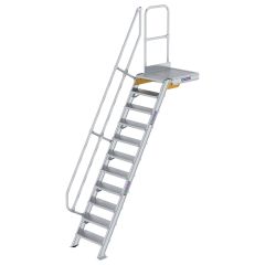 MUNK Treppe mit Plattform 60° inkl. einen Handlauf, 600mm Stufenbreite, 11 Stufen