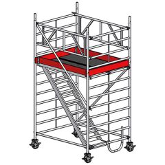 Euroline Gerüst 9523 mit Auslegern 1,50x1,80m und Treppenaufgang 3,35m AH