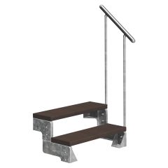 Dolle Außentreppe Gardentop 36-44cm Geschosshöhe mit Trimax dunkelbraun 100cm breit mit Geländer