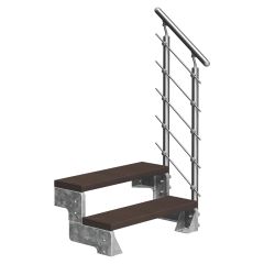 Dolle Außentreppe Gardentop 36-44cm Geschosshöhe mit Trimax dunkelbraun 100cm breit mit Prova-Geländer