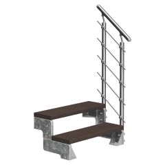 Dolle Außentreppe Gardentop 54-66cm Geschosshöhe mit Trimax dunkelbraun 80cm breit mit Prova-Geländer