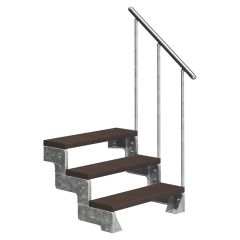 Dolle Außentreppe Gardentop 54-66cm Geschosshöhe mit Trimax dunkelbraun 100cm breit mit Geländer