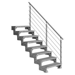 Dolle Außentreppe Gardentop 144-176cm Geschosshöhe mit Gitterrost 100cm breit mit Prova-Geländer