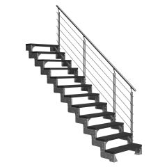 Dolle Außentreppe Gardentop 270-330cm Geschosshöhe mit Trimax anthrazit 100cm breit mit Prova-Geländer