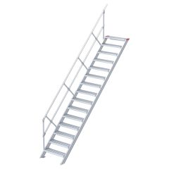 Euroline 510 Treppe 45° 600mm Stufenbreite 15 Stufen Alu gerieft