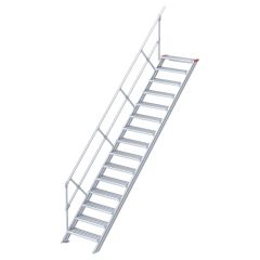Euroline 510 Treppe 45° 1000mm Stufenbreite 15 Stufen Alu gerieft