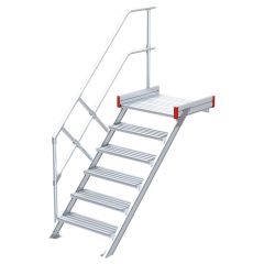 Euroline 511 Podesttreppe 45° 600mm Stufenbreite 6 Stufen Alu gerieft