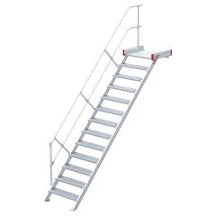 Euroline 511 Podesttreppe 45° 600mm Stufenbreite 13 Stufen Alu gerieft