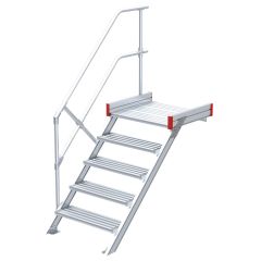 Euroline 511 Podesttreppe 45° 800mm Stufenbreite 5 Stufen Alu gerieft