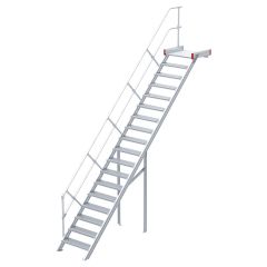 Euroline 511 Podesttreppe 45° 800mm Stufenbreite 16 Stufen Alu gerieft
