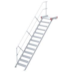 Euroline 511 Podesttreppe 45° 1000mm Stufenbreite 13 Stufen Alu gerieft