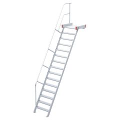 Euroline 511 Podesttreppe 60° 600mm Stufenbreite 15 Stufen Alu gerieft