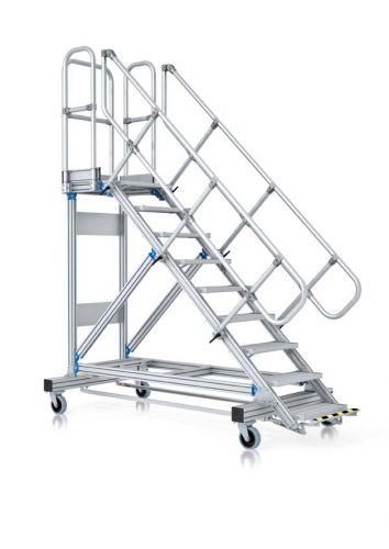 Zarges Plattformtreppe 60° mit Ergo-Stop, 600mm Stufenbreite 15 Stufen