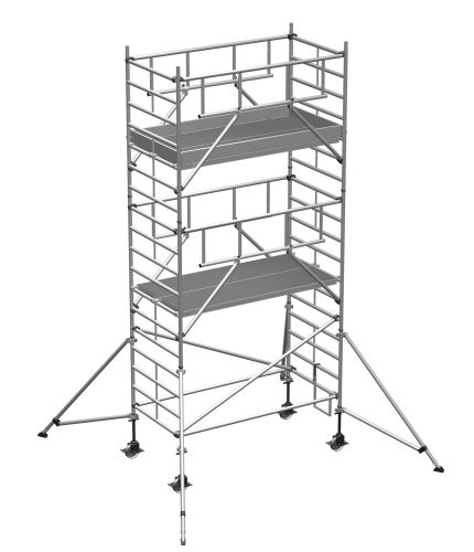 Zarges Fahrgerüst MultiTower S-PLUS 2T mit Auslegern, doppelte Plattformbreite 2,50m Plattformlänge 6,45m AH