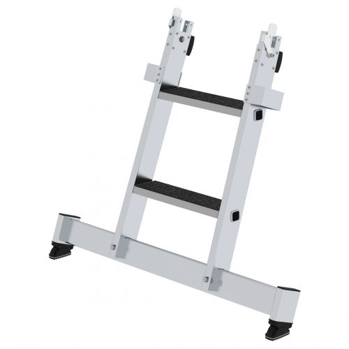 MUNK Stufen-Glasreinigerleiter mit nivello-Traverse clip-step R13, 2-stufiges Unterteil