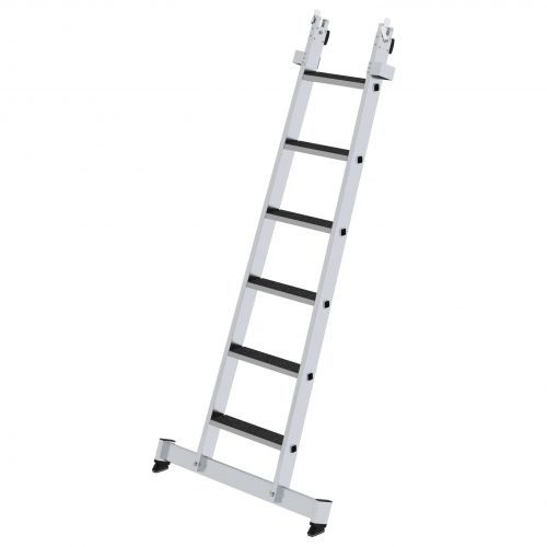 MUNK Stufen-Glasreinigerleiter mit nivello-Traverse clip-step R13, 6-stufiges Unterteil