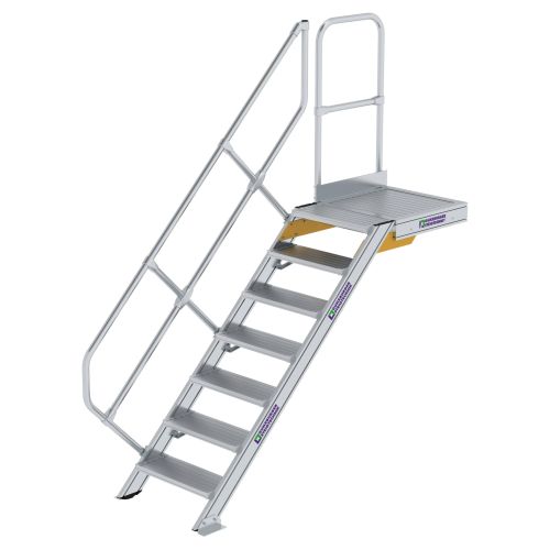 MUNK Treppe mit Plattform 45° inkl. einen Handlauf, 600mm Stufenbreite, 7 Stufen