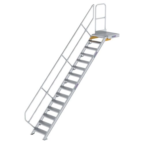 MUNK Treppe mit Plattform 45° inkl. einen Handlauf, 600mm Stufenbreite, 15 Stufen