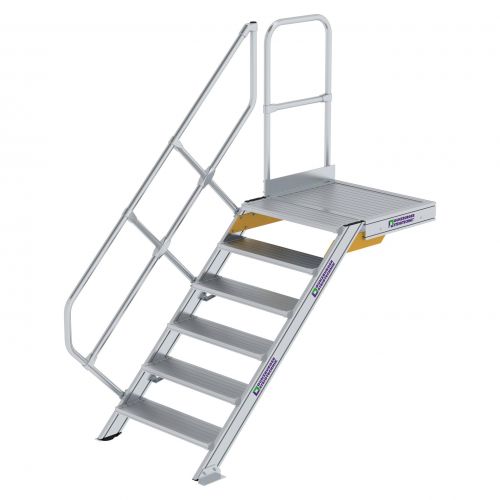 MUNK Treppe mit Plattform 45° inkl. einen Handlauf, 800mm Stufenbreite, 6 Stufen