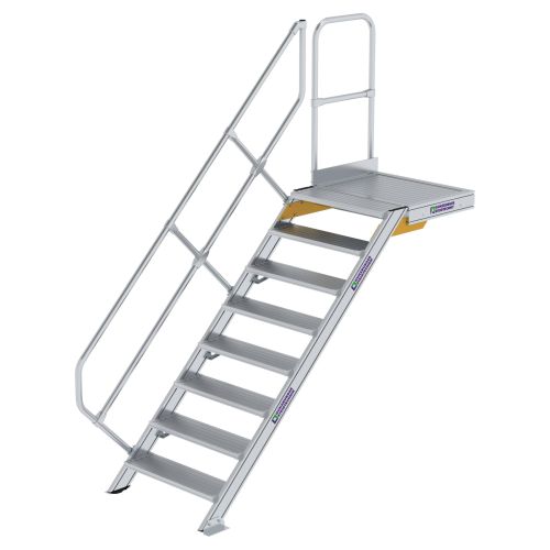 MUNK Treppe mit Plattform 45° inkl. einen Handlauf, 800mm Stufenbreite, 8 Stufen