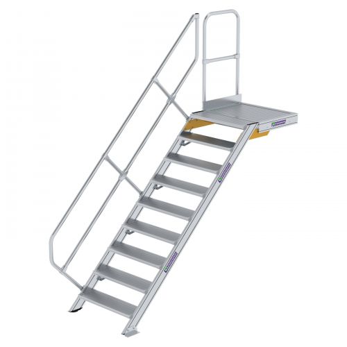 MUNK Treppe mit Plattform 45° inkl. einen Handlauf, 800mm Stufenbreite, 9 Stufen