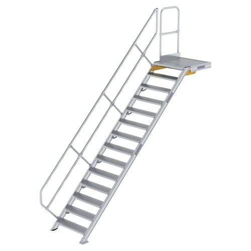 MUNK Treppe mit Plattform 45° inkl. einen Handlauf, 800mm Stufenbreite, 14 Stufen