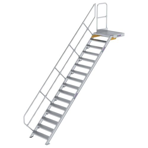 MUNK Treppe mit Plattform 45° inkl. einen Handlauf, 800mm Stufenbreite, 16 Stufen