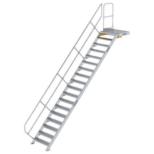 MUNK Treppe mit Plattform 45° inkl. einen Handlauf, 800mm Stufenbreite, 18 Stufen