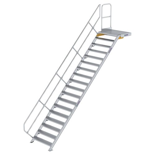 MUNK Treppe mit Plattform 45° inkl. einen Handlauf, 1000mm Stufenbreite, 19 Stufen